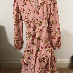 Xhilaration Pink Floral Long Sleeve Dress